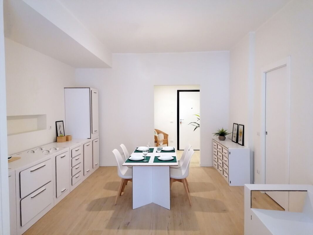 allestimento cucina in cartone