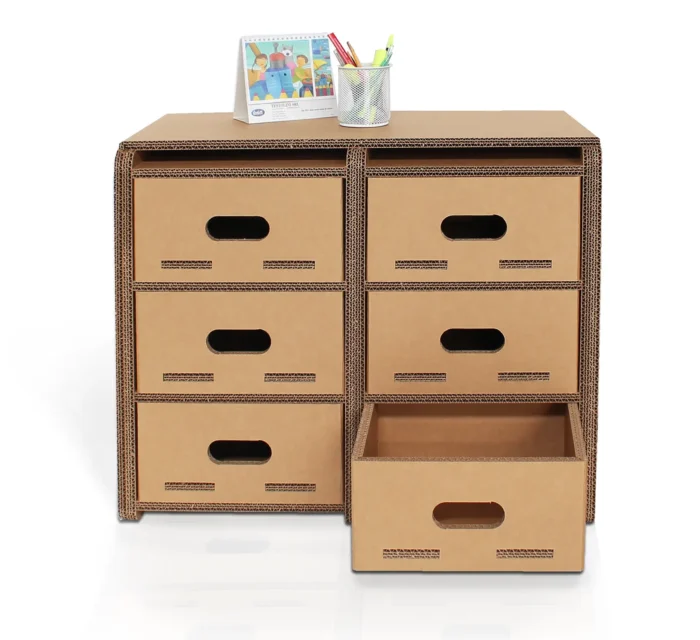 Cassettiera in cartone con vani e cassetti 'Messi 2' Cassettiera in cartone con vani e cassetti 'Messi 2'