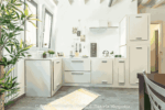 allestimento cucina home staging in cartone