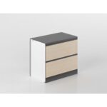 Meuble bas avec grands tiroirs 90cm bois/anthracite