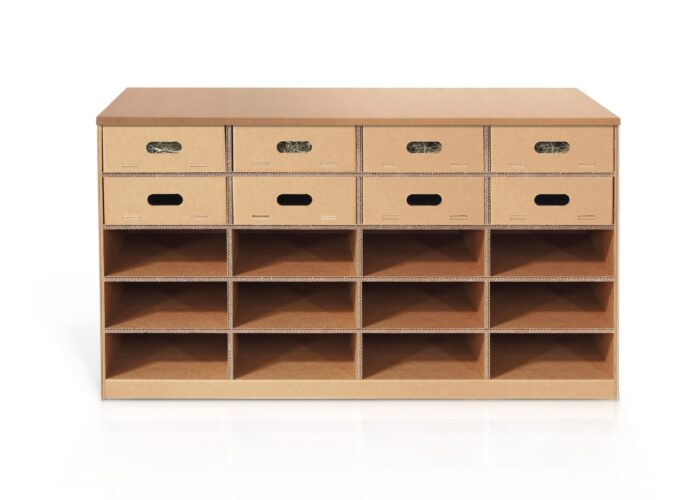 bancone componibile in cartone a quattro moduli- Erpice LC