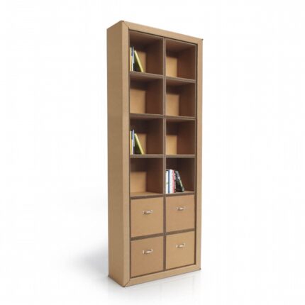 Modular cardboard bookcase 'Flua Plus 60'