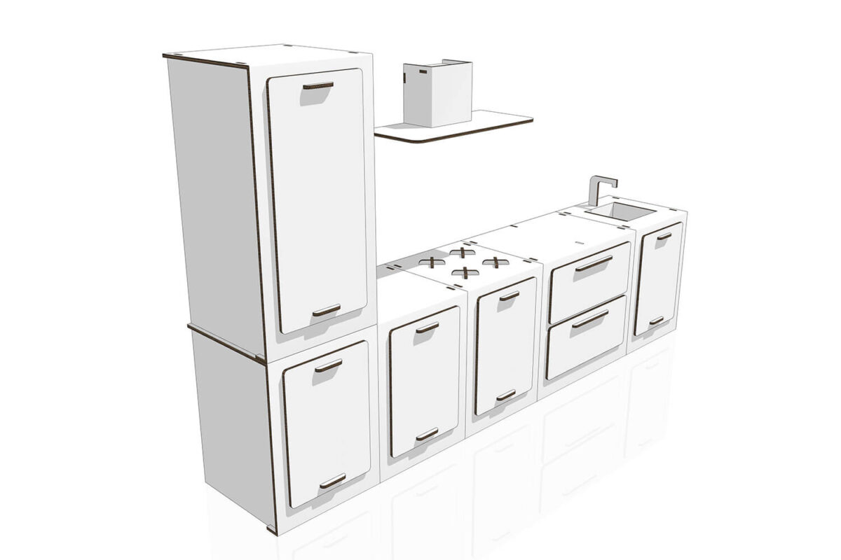 Küchen-KIT aus weißem Karton für Home Staging 'Gioia'