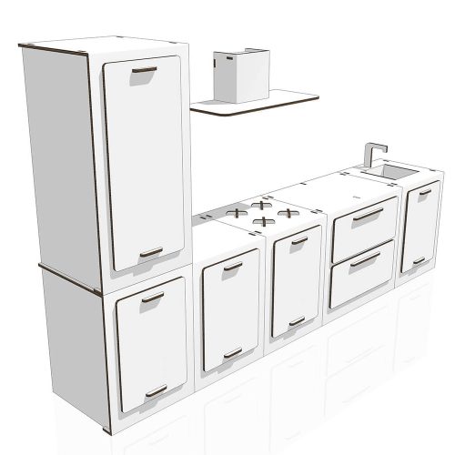 Küchen-KIT aus weißem Karton für Home Staging 'Gioia'