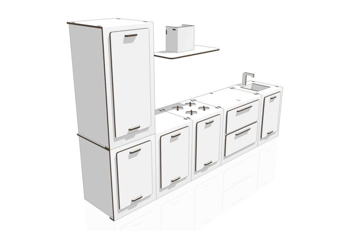 Küchen-KIT aus weißem Karton für Home Staging 'Gioia'