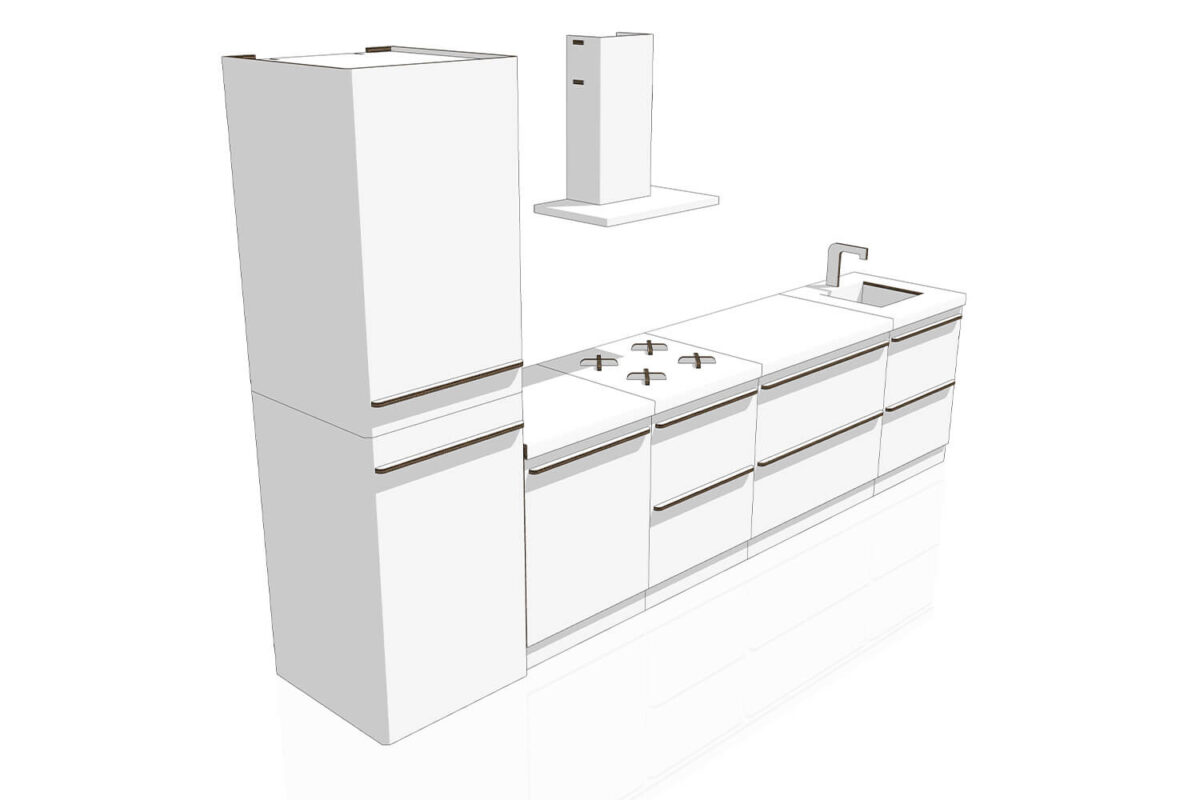 Küchenset aus weißem Karton für Home Staging 'Lia'