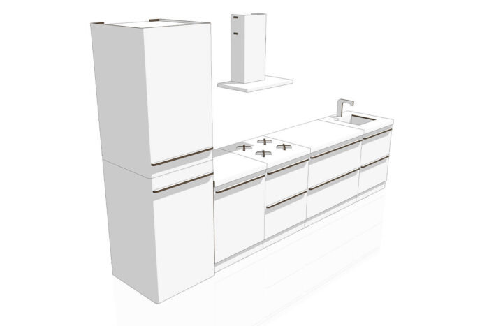 Küchenset aus weißem Karton für Home Staging 'Lia'