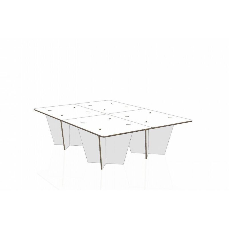 Structure of a double bed in cardboard for home staging