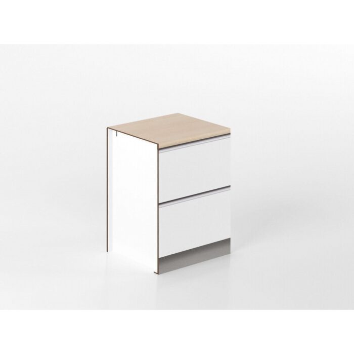 2 drawers base unit 60 cm white/oak 'Cassandra' - Image 1