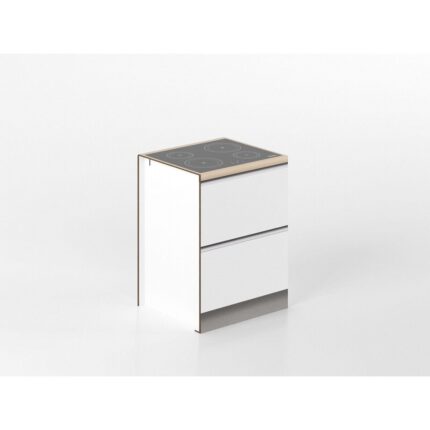 Base fornello 60 cm bianco/rovere 'Cassandra'