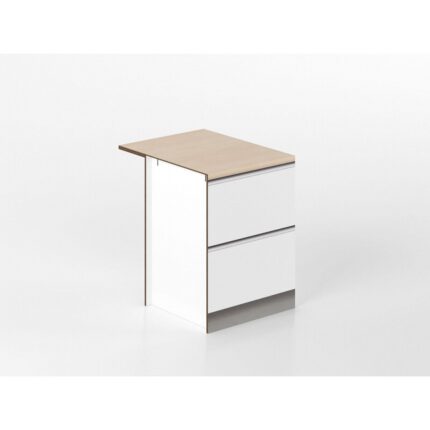 Unterschrank mit Ausziehtisch 60 cm weiß/Eiche 'Cassandra'