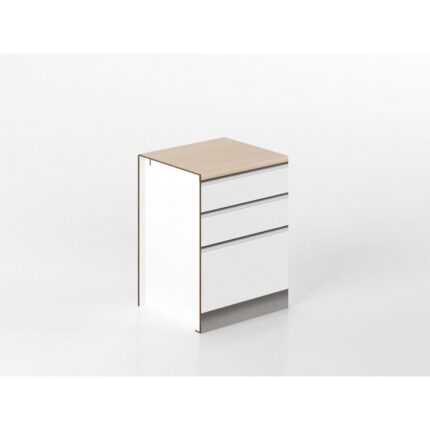 Base cassetti 60 cm bianco/rovere 'Cassandra'