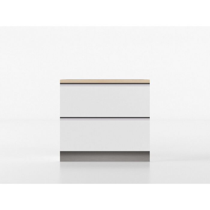 Meuble bas avec plaque de cuisson 90 cm blanc/chêne – Image 2