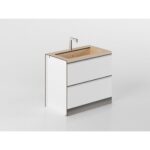 Base lavandino 90 cm bianco/rovere 'Cassandra'