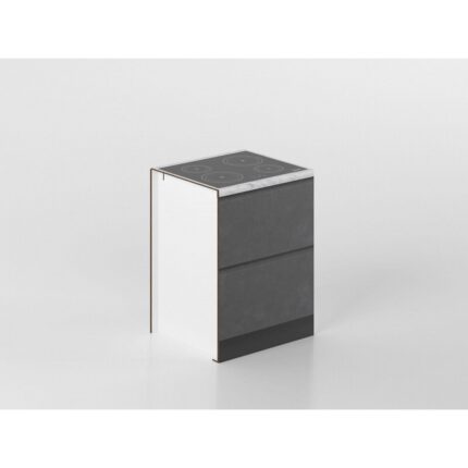 Meuble bas avec plaque de cuisson 60 cm anthracite/marbre