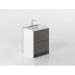 Sink base unit 60 cm anthracite/marble 'Cassandra'