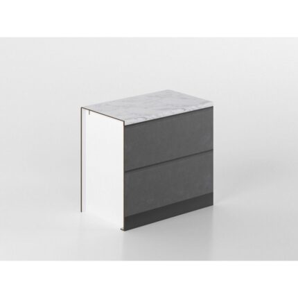 2 drawers base unit 90 cm anthracite/marble 'Cassandra'