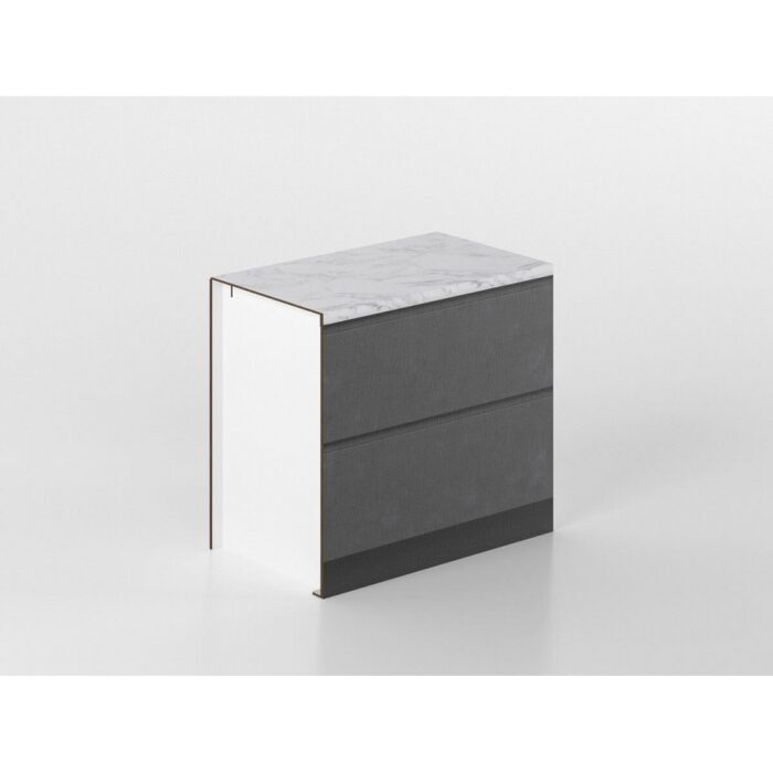 2 drawers base unit 90 cm anthracite/marble 'Cassandra' - Image 1