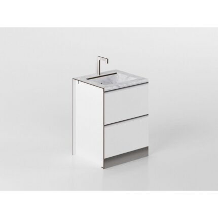 Unterschrank Spüle 60 cm weiß/marmor 'Cassandra'