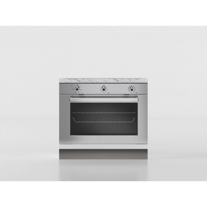 Unterschrank mit Ofen und Gasherd 90 cm weiß/marmor – Bild 2