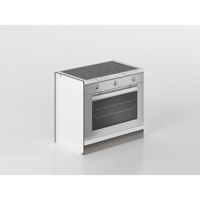 Unterschrank mit Ofen und Gasherd 90 cm weiß/marmor – Bild 1