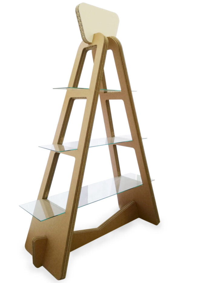 Espositore bifacciale in cartone 'Mutta'A Espositore bifacciale in cartone 'Mutta'