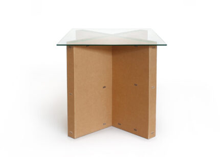 Tavolo quadrato in cartone con piano in vetro 'Otro 80'