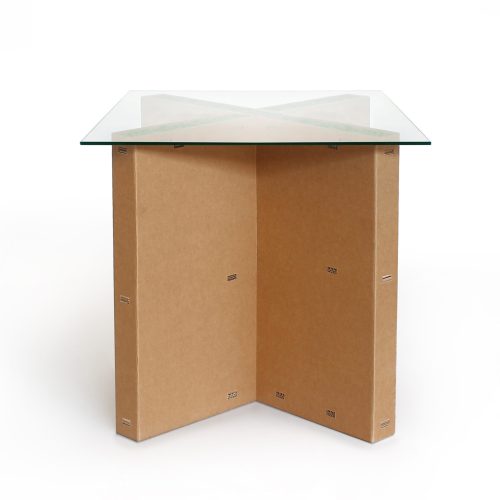 Tavolo quadrato in cartone con piano in vetro 'Otro 80'