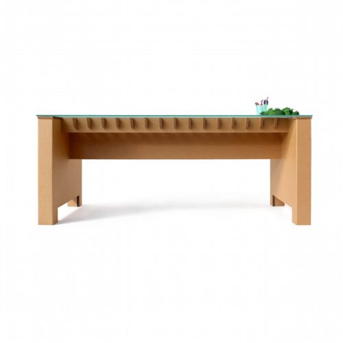 Scrivania in cartone con piano in vetro 'Pedra V'