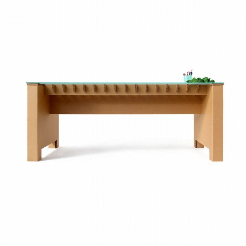 Scrivania in cartone con piano in vetro 'Pedra V'