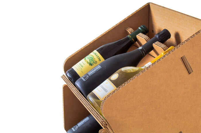 mobiletto portabottiglie in cartone