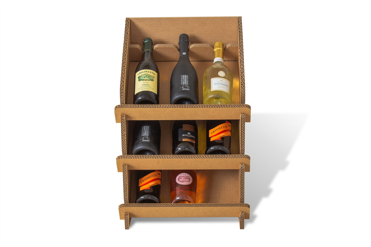 Mobiletto portabottiglie in cartone 'Solda'