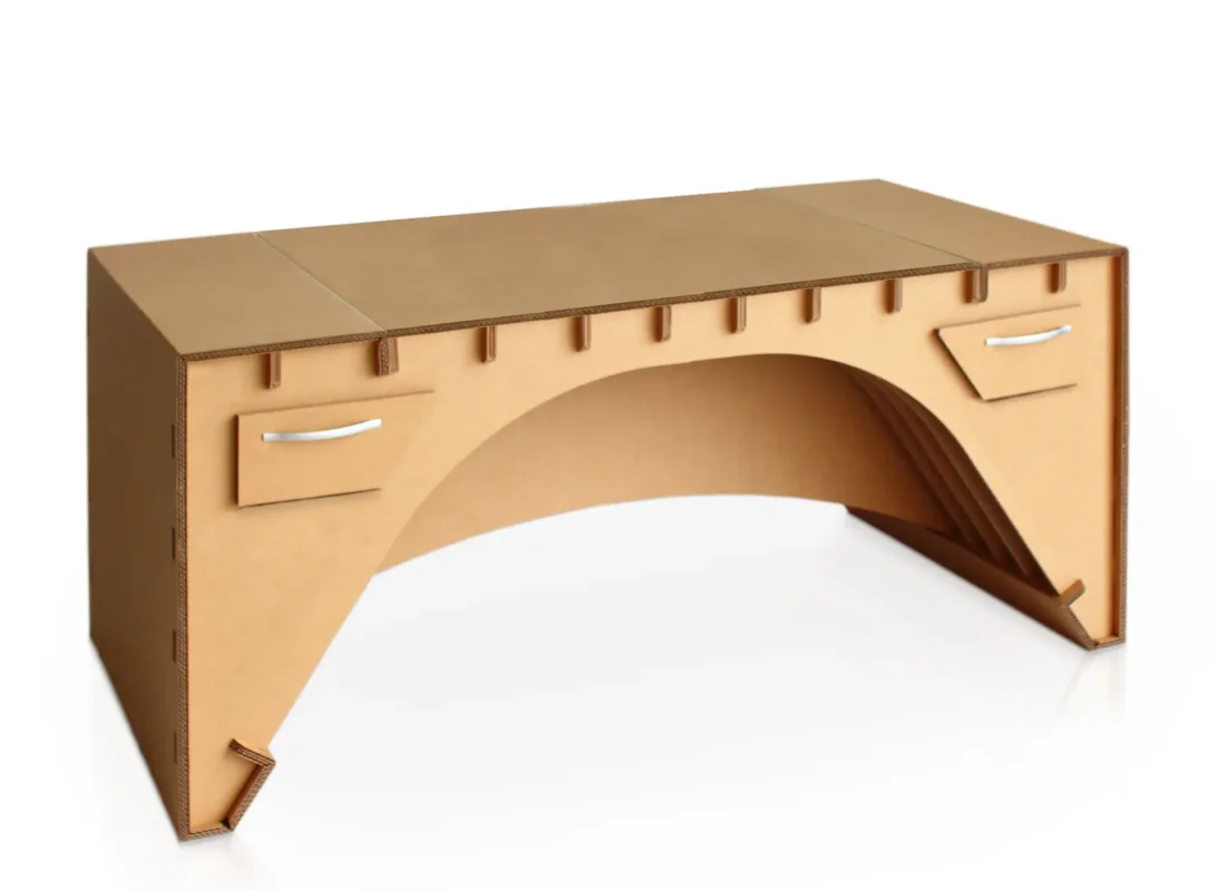 Scrivania in cartone con gambe triangolari 'Trayo 01'