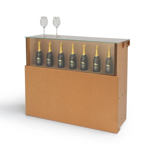 Cardboard counter with display cabinet 'Vago E120'