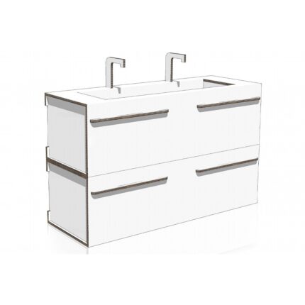 Lavandino doppio sovrapposto in cartone per home staging