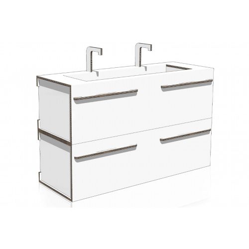 Lavandino doppio sovrapposto in cartone per home staging