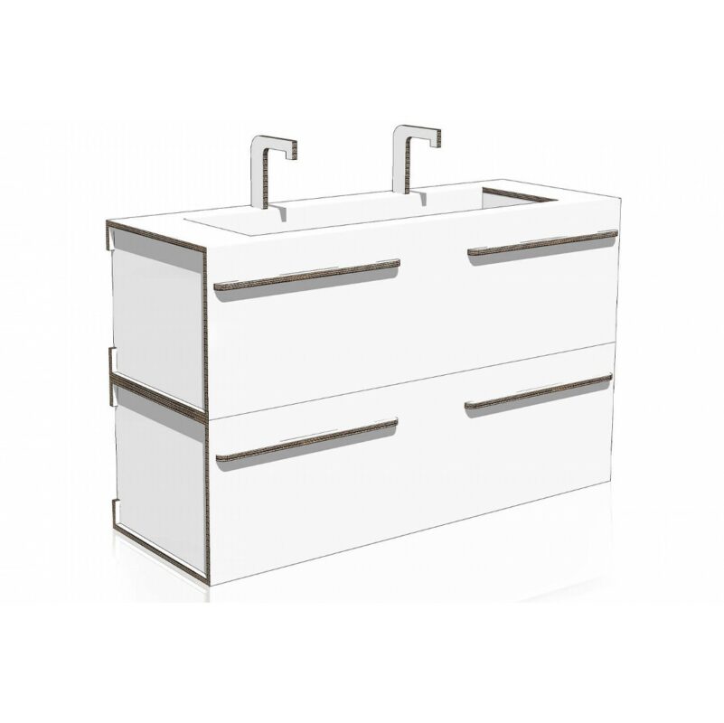 Lavandino doppio sovrapposto in cartone per home staging