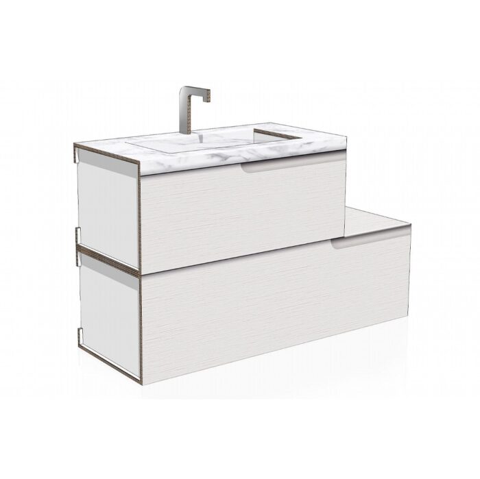 Kleines überlappendes Waschbecken in Karton gedruckt