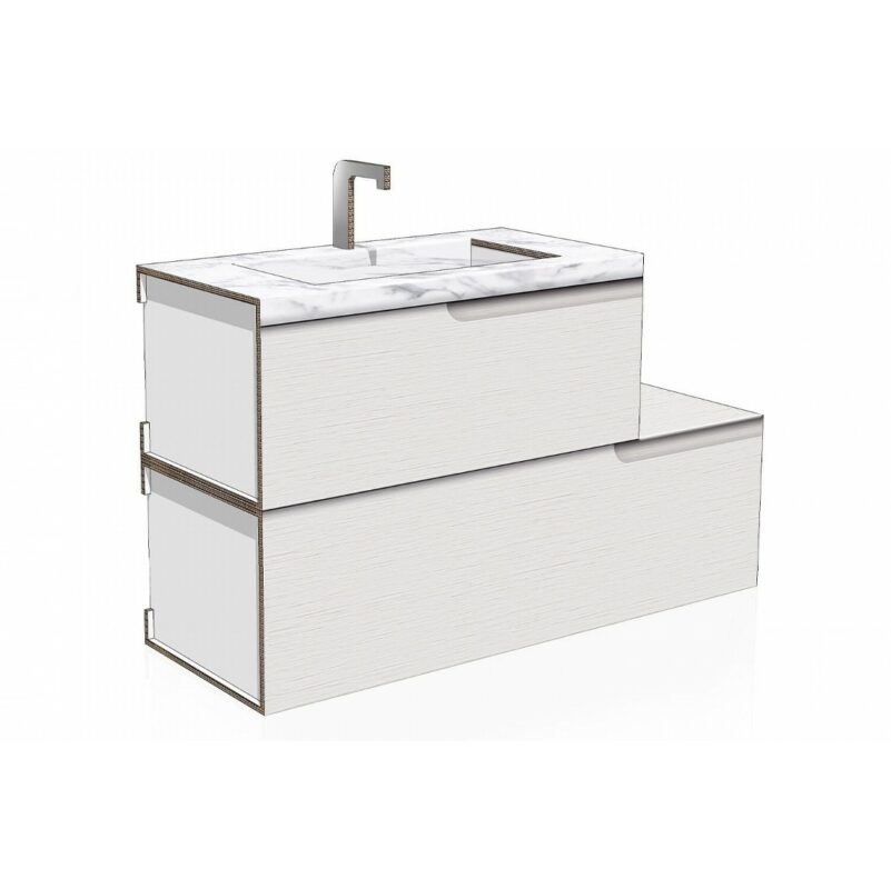 Kleines überlappendes Waschbecken in Karton gedruckt