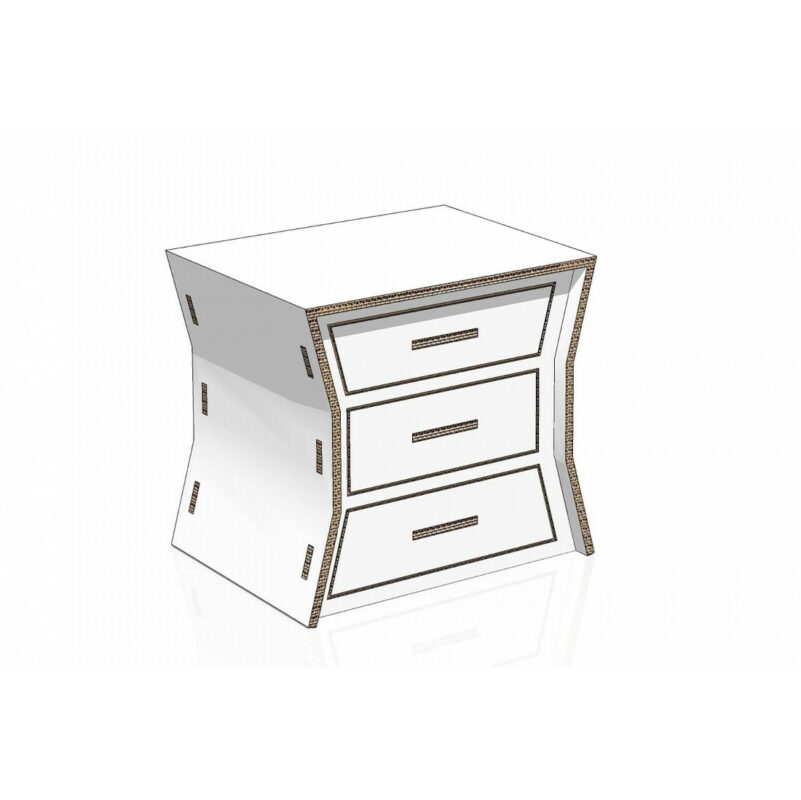 Cardboard Carved Bedside Table for Home Staging