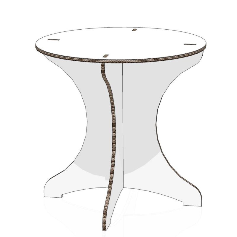 Tavolino circolare in cartone per home staging