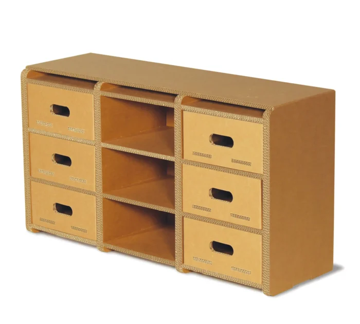 Cassettiera in cartone con vani e cassetti 'Messi 3' Cassettiera in cartone con vani e cassetti 'Messi 3'