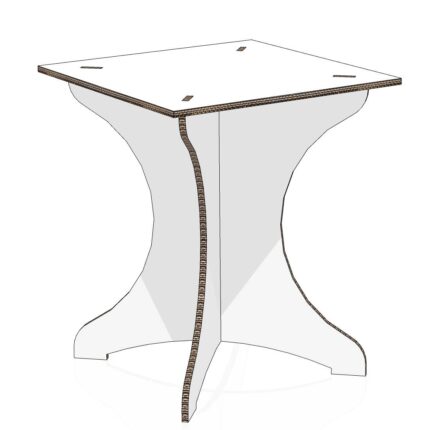 Tavolino quadrato in cartone per allestimenti home staging