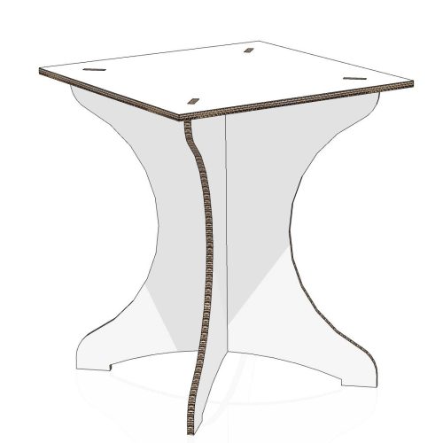 Tavolino quadrato in cartone per allestimenti home staging