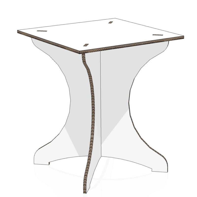Tavolino quadrato in cartone per allestimenti home staging