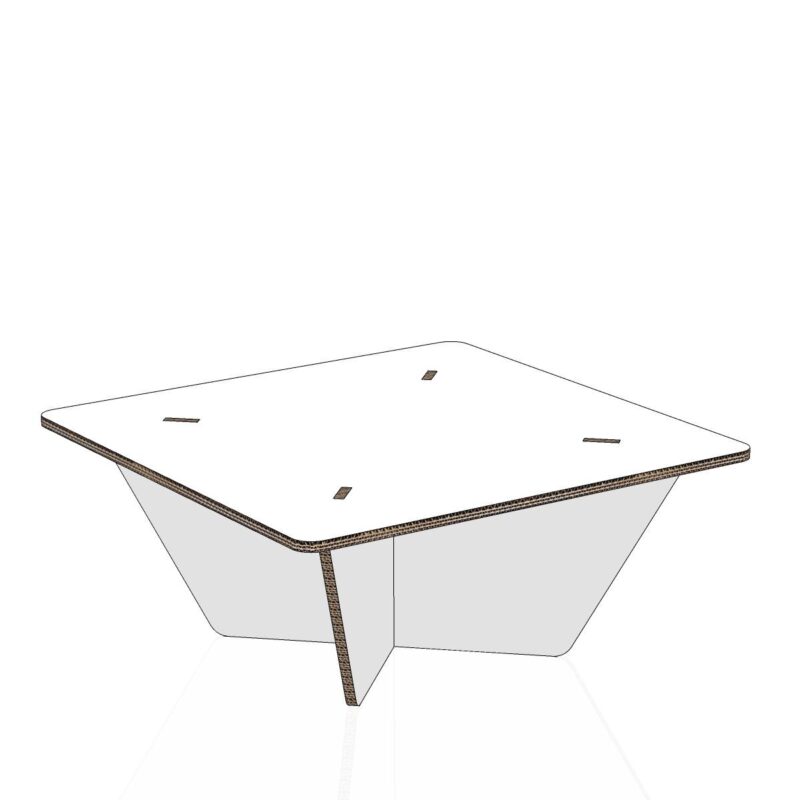 Table basse croisée en carton 70 cm pour le home staging