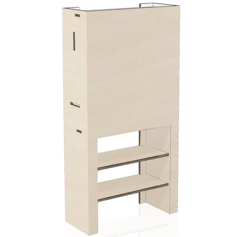 cardboard wall rack with shelves