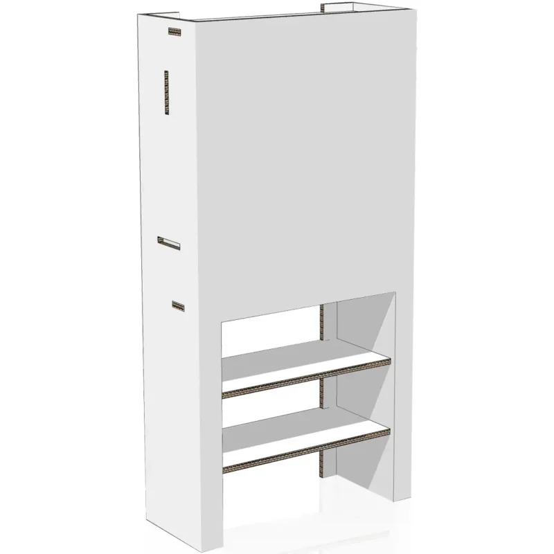 wall unit with cardboard shelves
