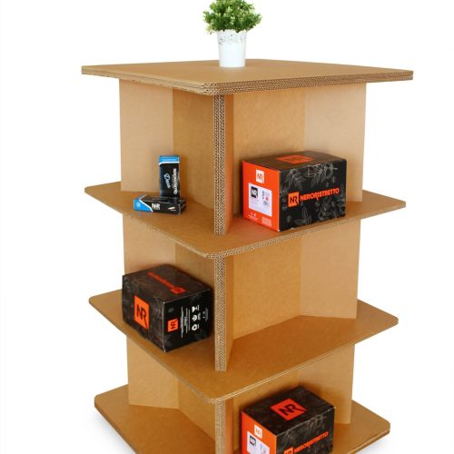 espositore in cartone a pianta quadrata