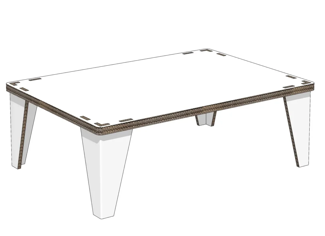 Tavolino da caffè in cartone 85 cm per arredo home staging